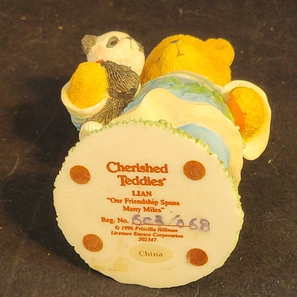 Vintage Cherished Teddies "Lian" figurine 4" 1996 Priscilla Hillman - Picture 7 of 8